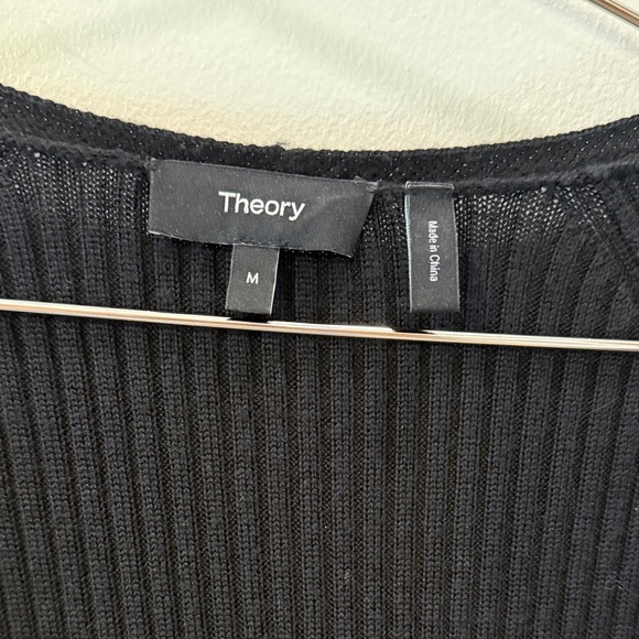 Theory Women’s Black Long Cardigan in Ribbed Merino Wool Size M - Picture 3 of 5